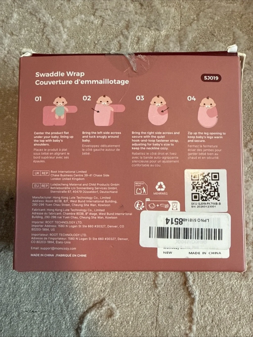 momcozy Two-Pack Baby Swaddle Wraps in Blush and Mauve - Picture 2 of 2